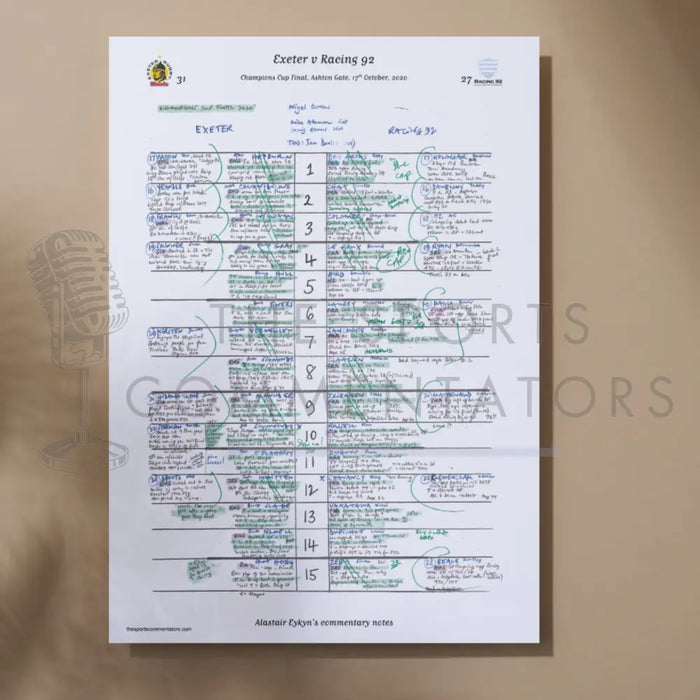 RUGBY UNION Exeter v Racing 92 Champions Cup Final Ashton Gate Bristol. 17 Oct 2020. Alastair Eykyn. A3 Print Only