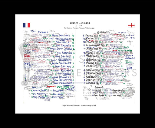 RUGBY UNION France v England Five Nations Parc des Princes. Paris March 5 1994. Nigel Starmer-Smith.