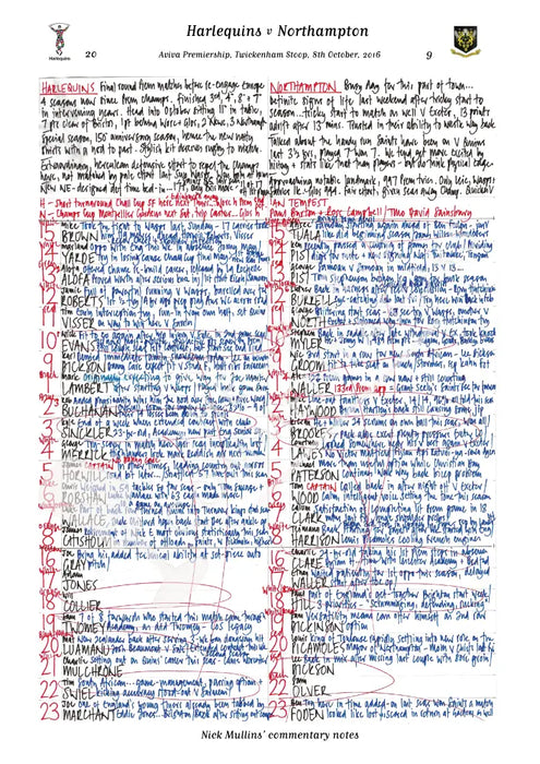 RUGBY UNION Harlequins v Northampton Twickenham Stoop London. October 8 2016. Nick Mullins.