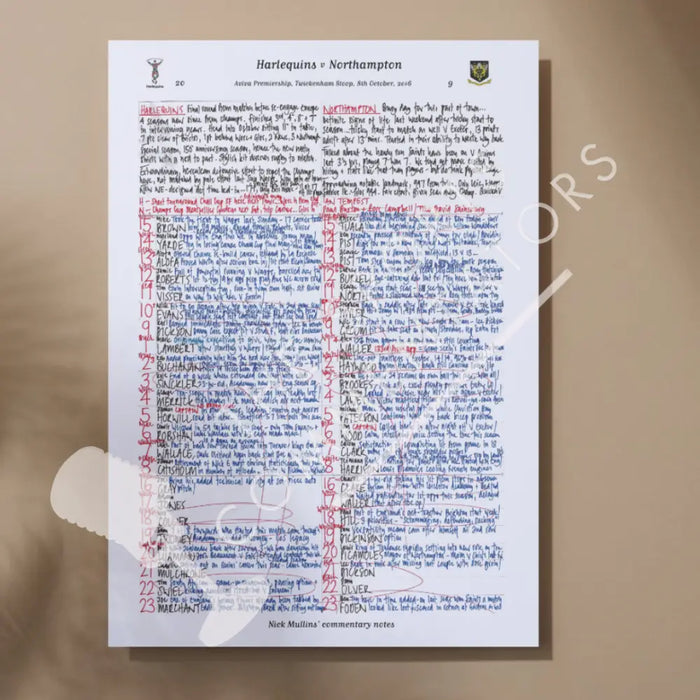 RUGBY UNION Harlequins v Northampton Twickenham Stoop London. October 8 2016. Nick Mullins.