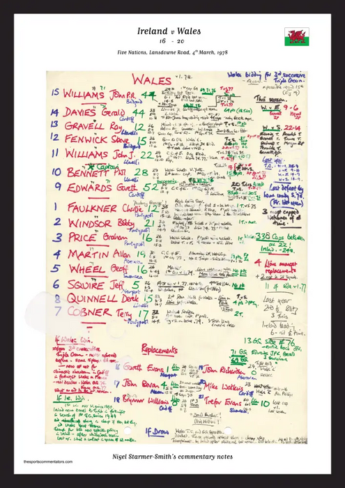 RUGBY UNION Ireland v Wales Five Nations Lansdowne Road March 4 1978. Nigel Starmer-Smith. A3 Framed Print Picture