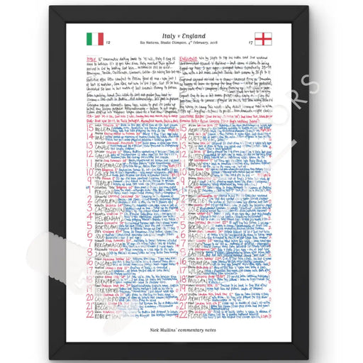 RUGBY UNION Italy v England Six Nations Stadio Flaminio Rome. Febuary 14 2010. Nick Mullins. A3 Framed Print
