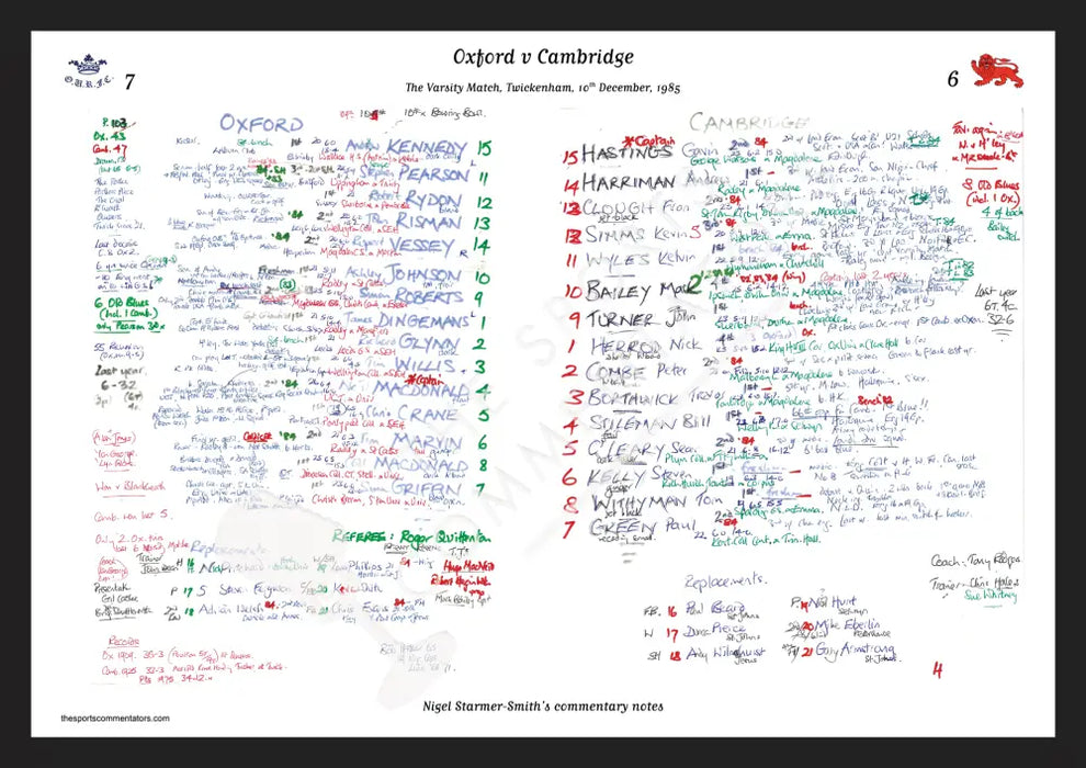 RUGBY UNION Oxford v Cambridge Varsity Match Twickenham London. Dec 10 1985. Nigel Starmer-Smith. A3 Framed Print