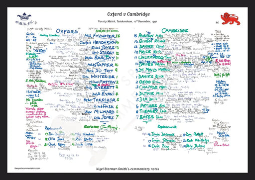 RUGBY UNION Oxford v Cambridge Varsity Match Twickenham London. Dec 10 1991. Nigel Starmer-Smith. A3 Framed Print