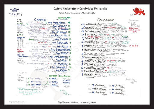 RUGBY UNION Oxford v Cambridge Varsity Match Twickenham London. Dec 11 1984. Nigel Starmer-Smith. A3 Framed Print