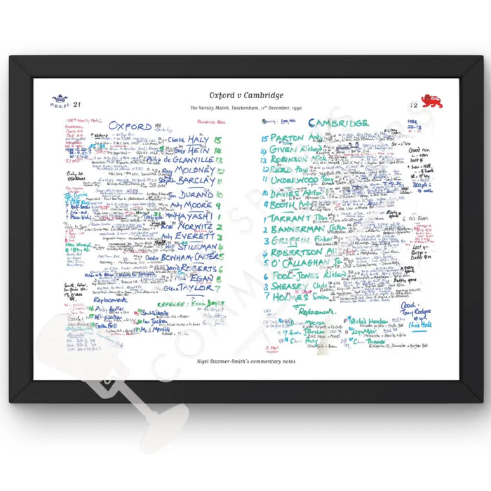 RUGBY UNION Oxford v Cambridge Varsity Match Twickenham London. Dec 11 1990. Nigel Starmer-Smith. A3 Framed Print