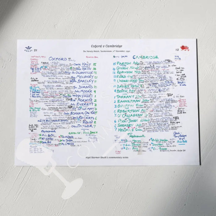 RUGBY UNION Oxford v Cambridge Varsity Match Twickenham London. Dec 11 1990. Nigel Starmer-Smith. A3 Print Only