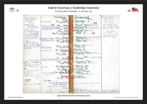 RUGBY UNION Oxford v Cambridge Varsity Match Twickenham London. Dec 12 1972. Nigel Starmer-Smith. A3 Framed Print