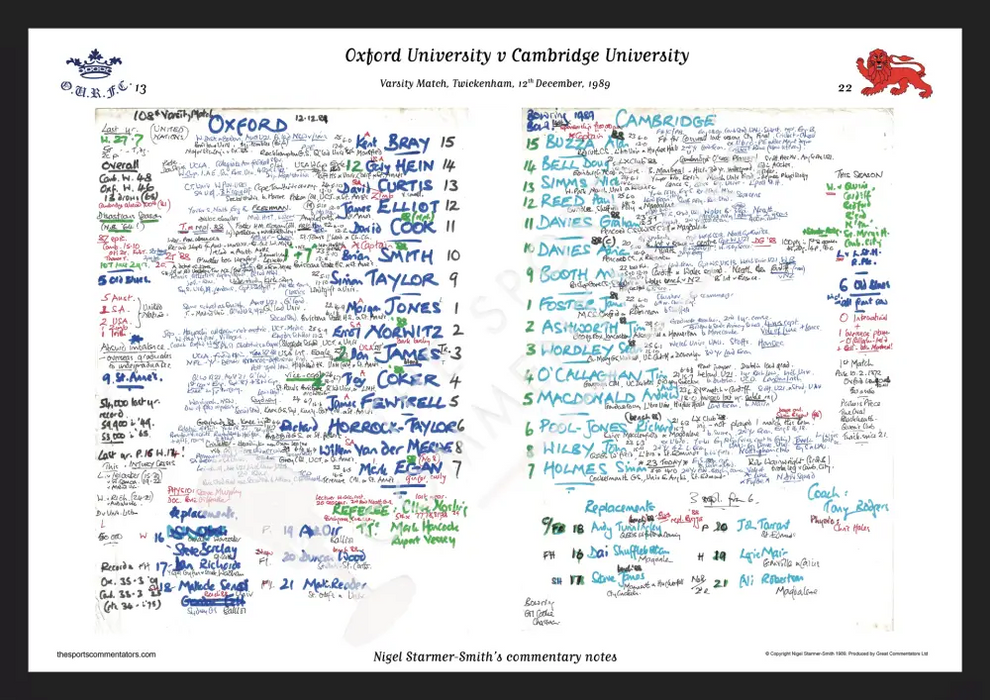 RUGBY UNION Oxford v Cambridge Varsity Match Twickenham London. Dec 12 1989. Nigel Starmer-Smith. A3 Framed Print