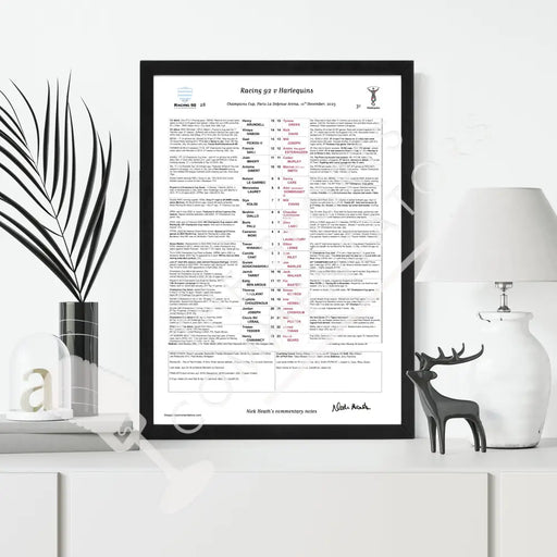 RUGBY UNION Racing 92 v Harlequins Champions Cup Paris La Defense Arena. 10 December 2023. Nick Heath Picture Frames