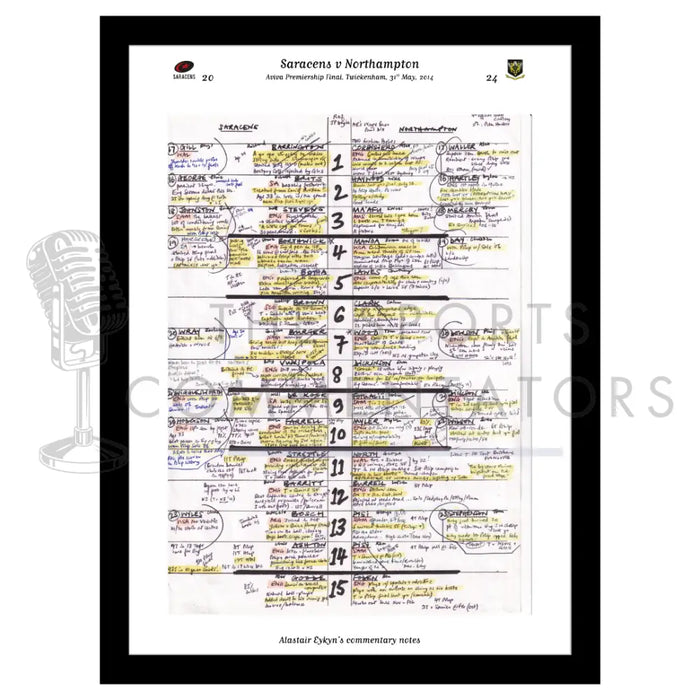 RUGBY UNION Saracens v Northampton Aviva Premiership Final Twickenham London. 31 May 2014. Alastair Eykyn. A3 Framed