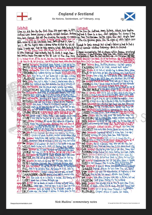 RUGBY UNION Six Nations. England v Scotland Twickenham 22 February 2025. Nick Mullins A3 Framed Print