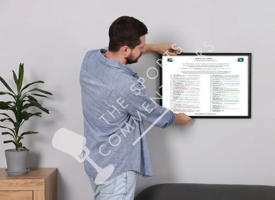 RUGBY UNION South Africa v Ireland Summer Tour Second Test Durban July 13 2024. Martin Gillingham Picture Frames