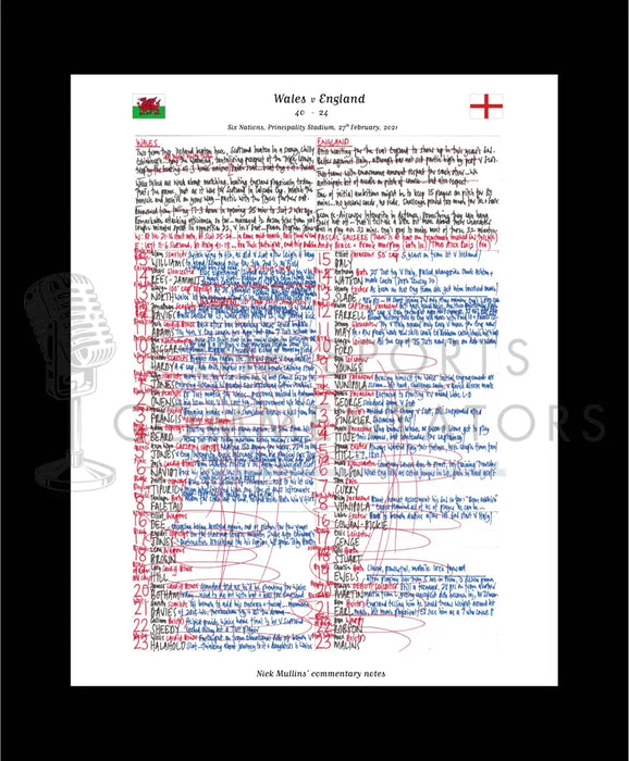 RUGBY UNION Wales v England Six Nations Principality Stadium Cardiff. February 27 2021. Nick Mullins.