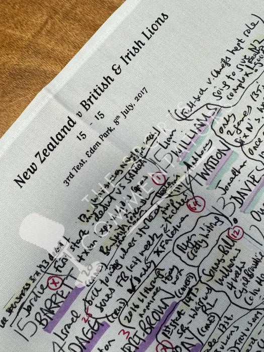 Tea Towel: British and Irish Lions v New Zealand 3rd Test Eden Park July 8 2017. Miles Harrison Tea Towel