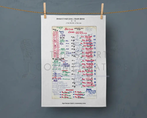Tea Towel: British and Irish Lions v South Africa 4th Test Ellis Park 1974. Nigel Starmer- Smith Tea Towel