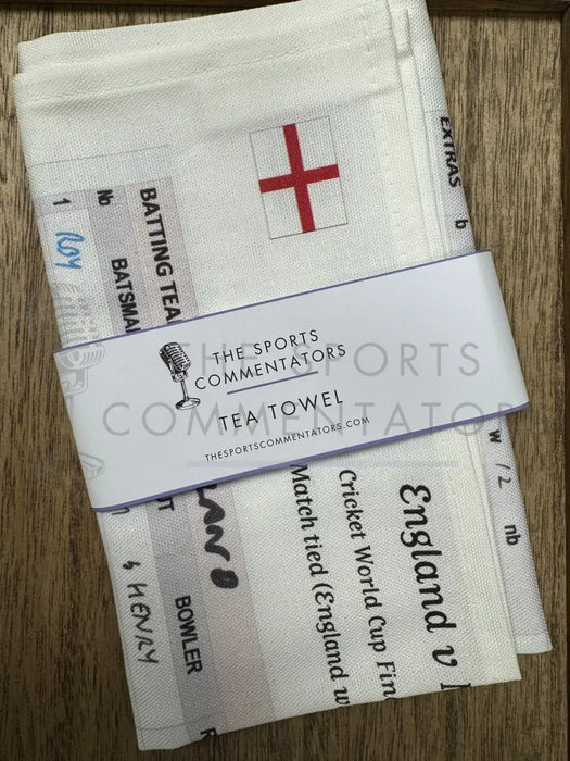 Tea Towel: Cricket World Cup Final England v New Zealand Lord’s 2019. Andy Zaltzman Tea Towel