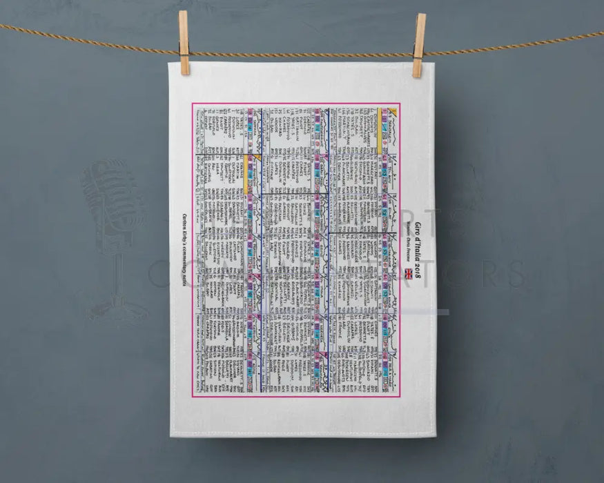Tea Towel: Cycling. Giro D’Italia 2018 won by Chris Froome. Carlton Kirby. Tea Towel
