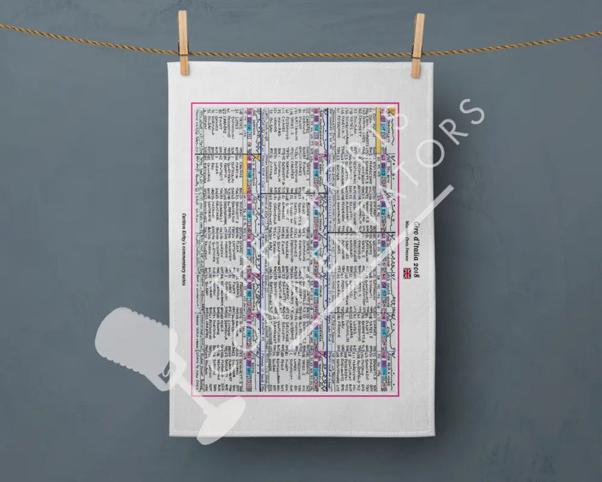Tea Towel: Cycling. Giro D’Italia 2018 won by Chris Froome. Carlton Kirby. Tea Towel