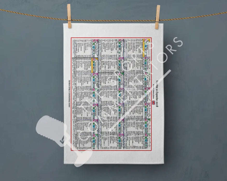 Tea Towel: Cycling. Vuelta a Espana 2018 won by Simon Yates. Carlton Kirby Tea Towel