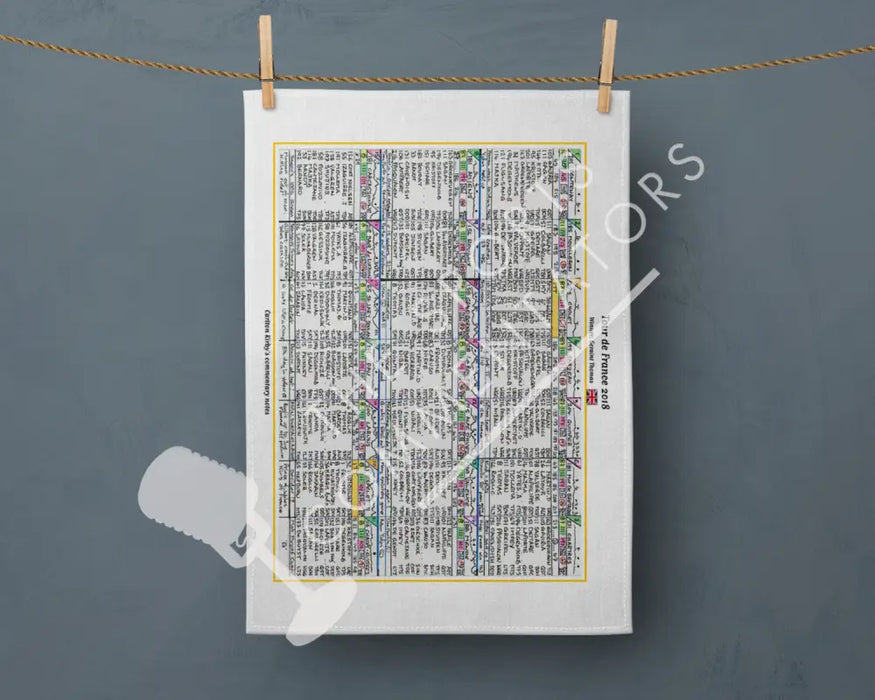 Tea Towel: Tour de France 2018. Geraint Thomas wins. Carlton Kirby Tea Towel